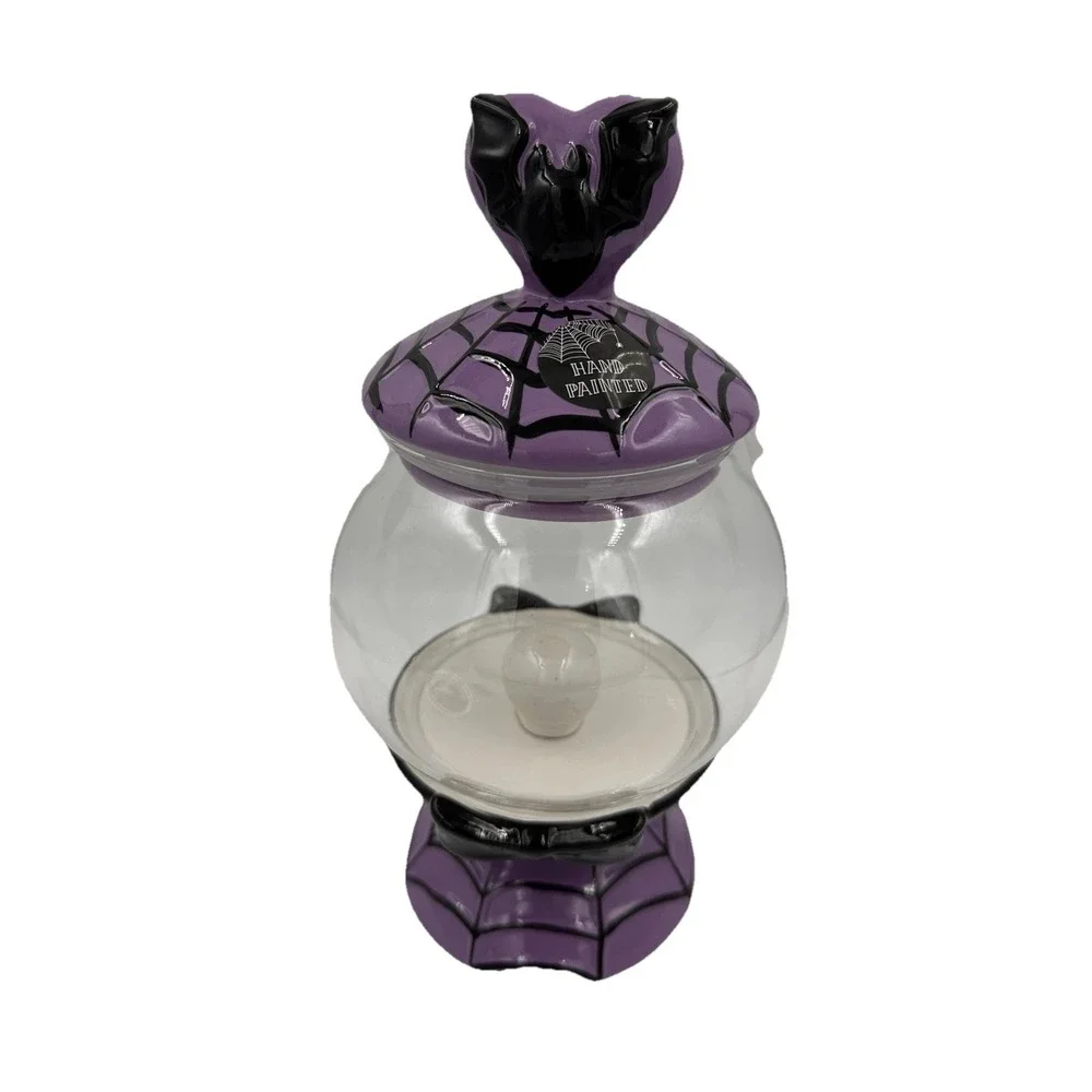 Cobwebs & Cauldrons Candy Jar Bats and Spiderwebs Light Up Halloween Display